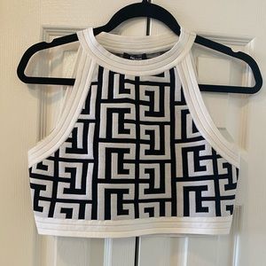 Maxi Monogram Jacquard Wool Blend Crop Tank
BALMAIN